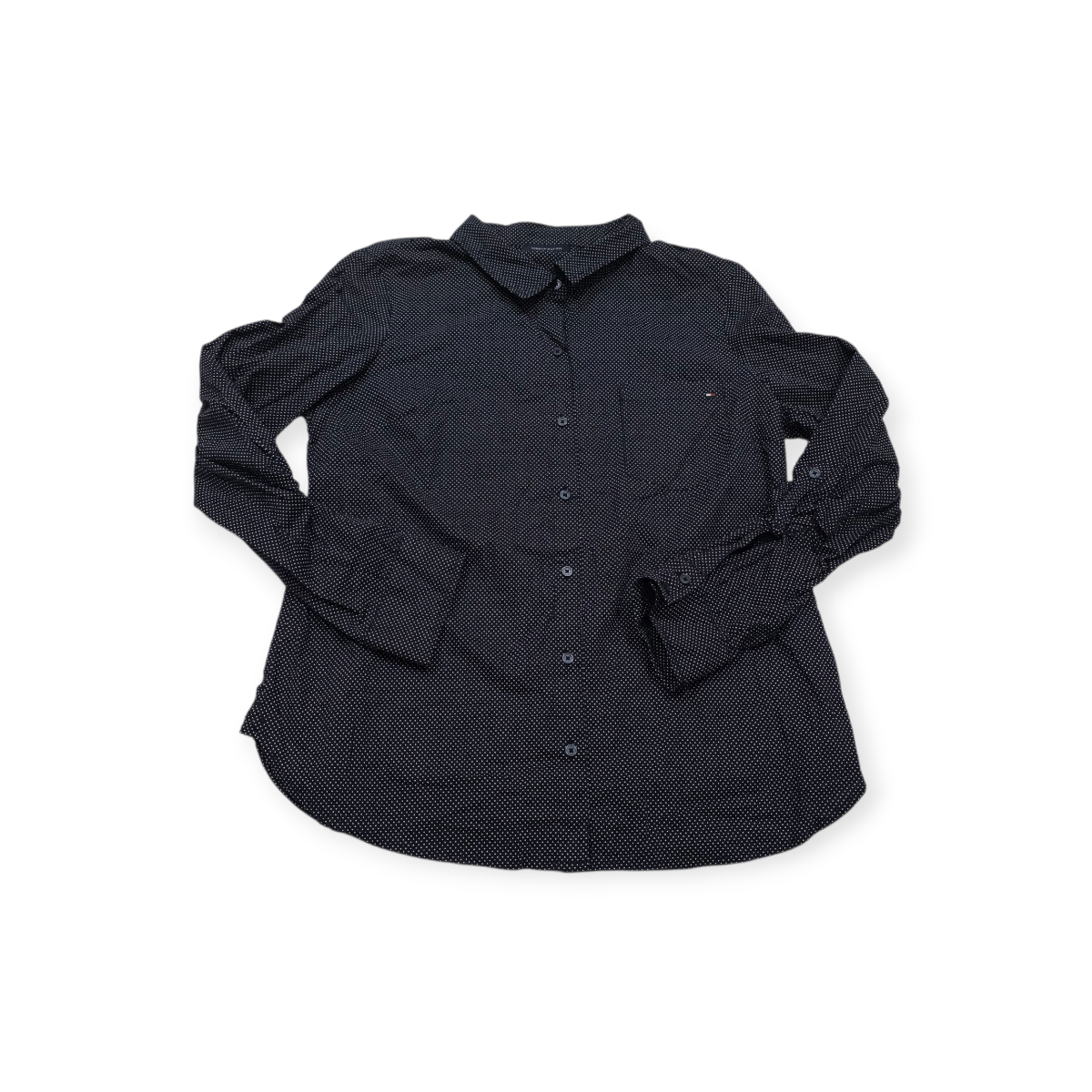 Camisa Tommy Hilfiger Grande L Azul Marino Lunares De Mujer
