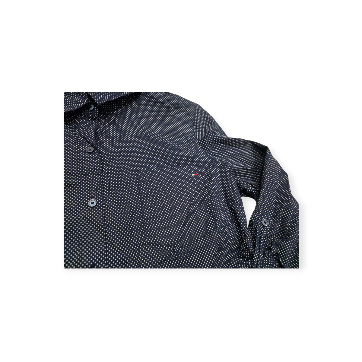 Camisa Tommy Hilfiger Grande L Azul Marino Lunares De Mujer