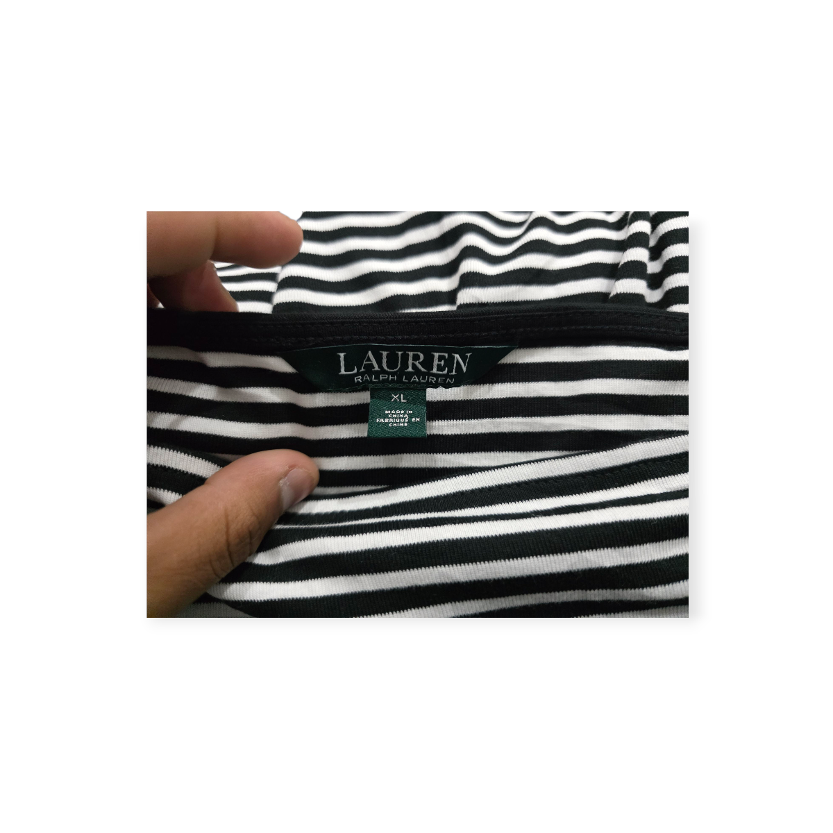 Playera Ralph Lauren Manga Larga Xgrande Xl Negra/blanco