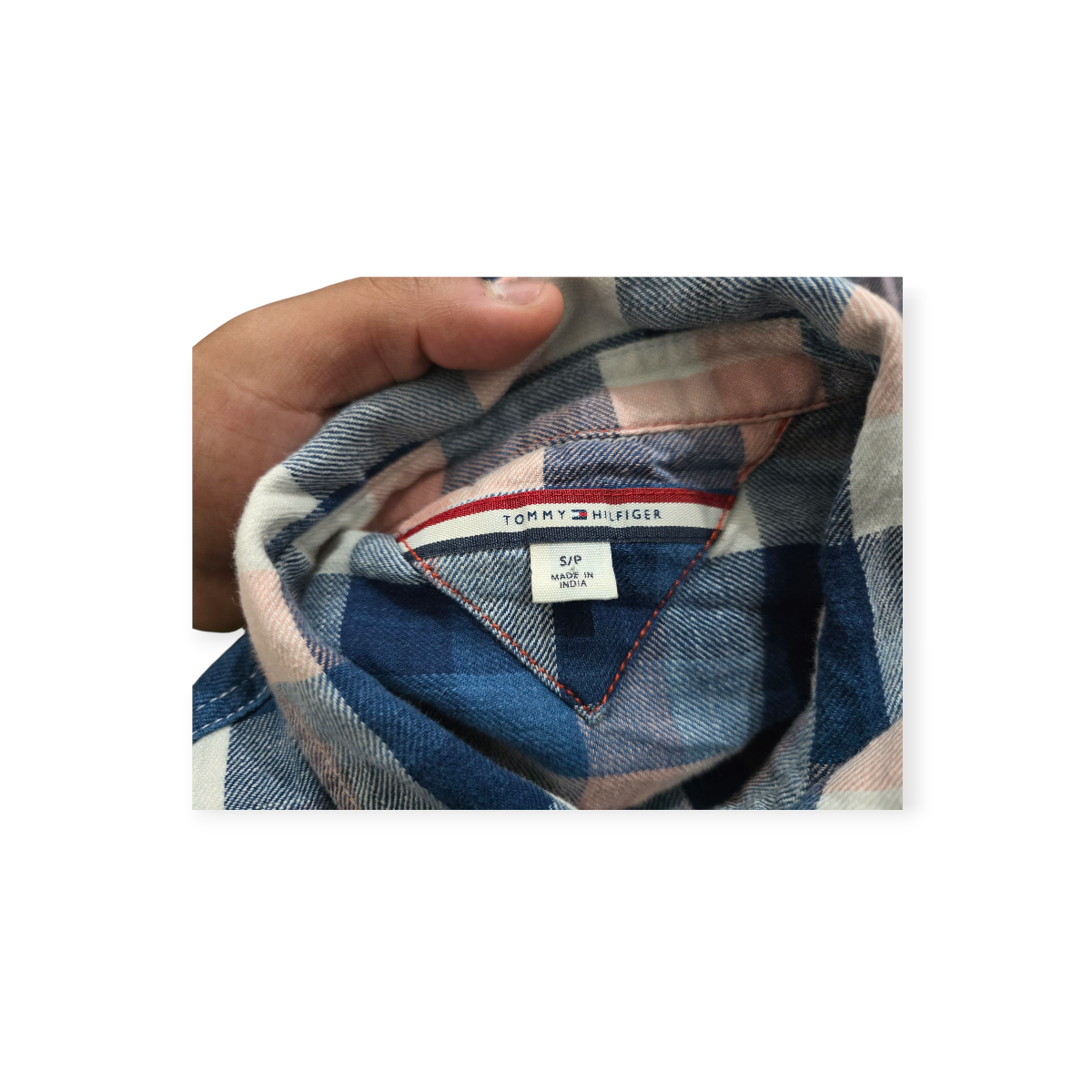 Camisa Tommy Hilfiger Chico S Azul/rosa A Cuadros De Mujer