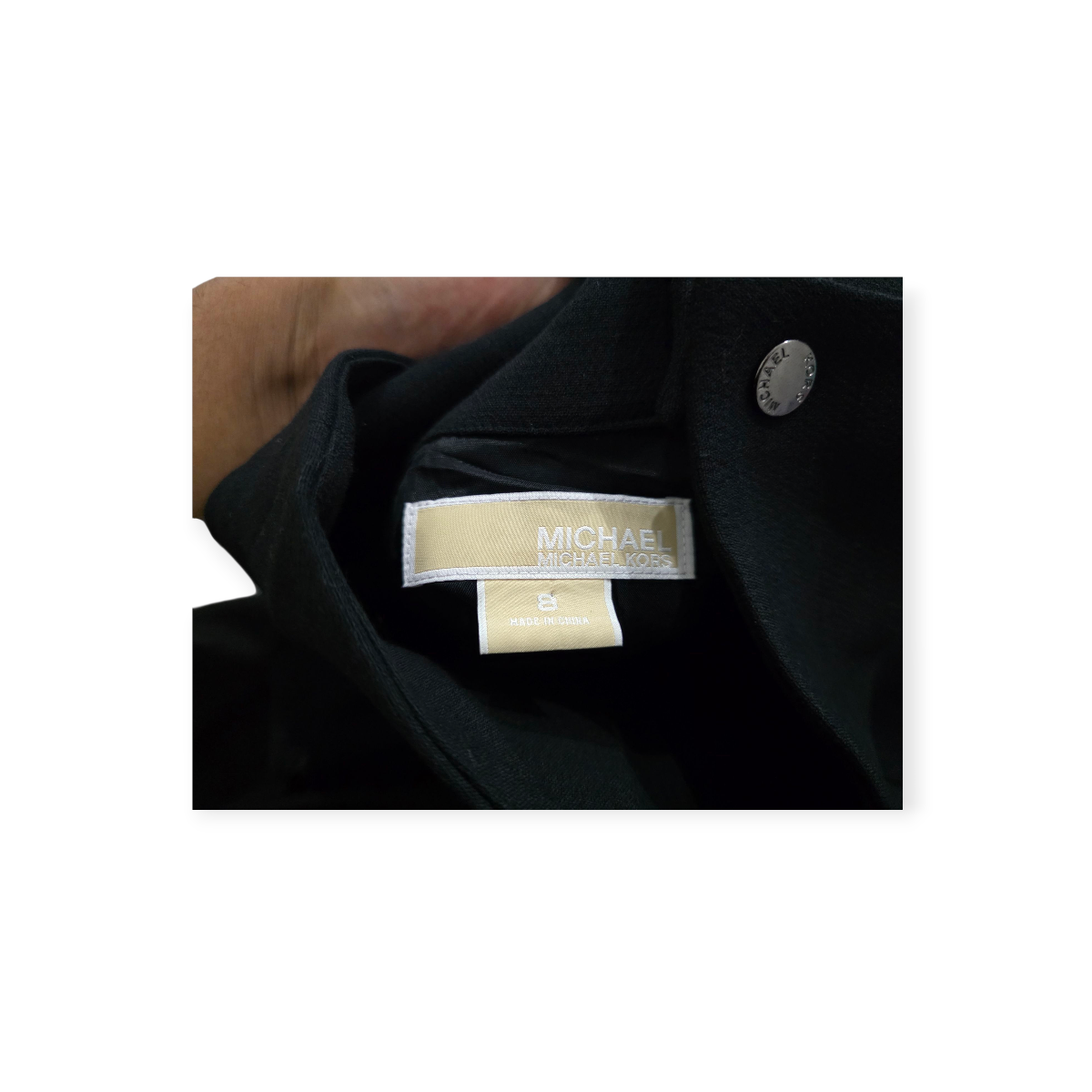 Vestido Michael Kors Talla 8 Cuello Alto Negro Con Cierres
