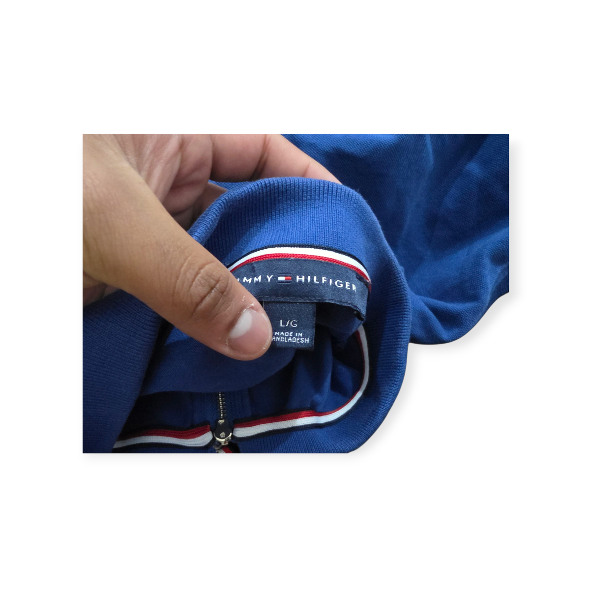 Blusa Tommy Hilfiger Grande L Azul Sin Mangas Medio Cierre