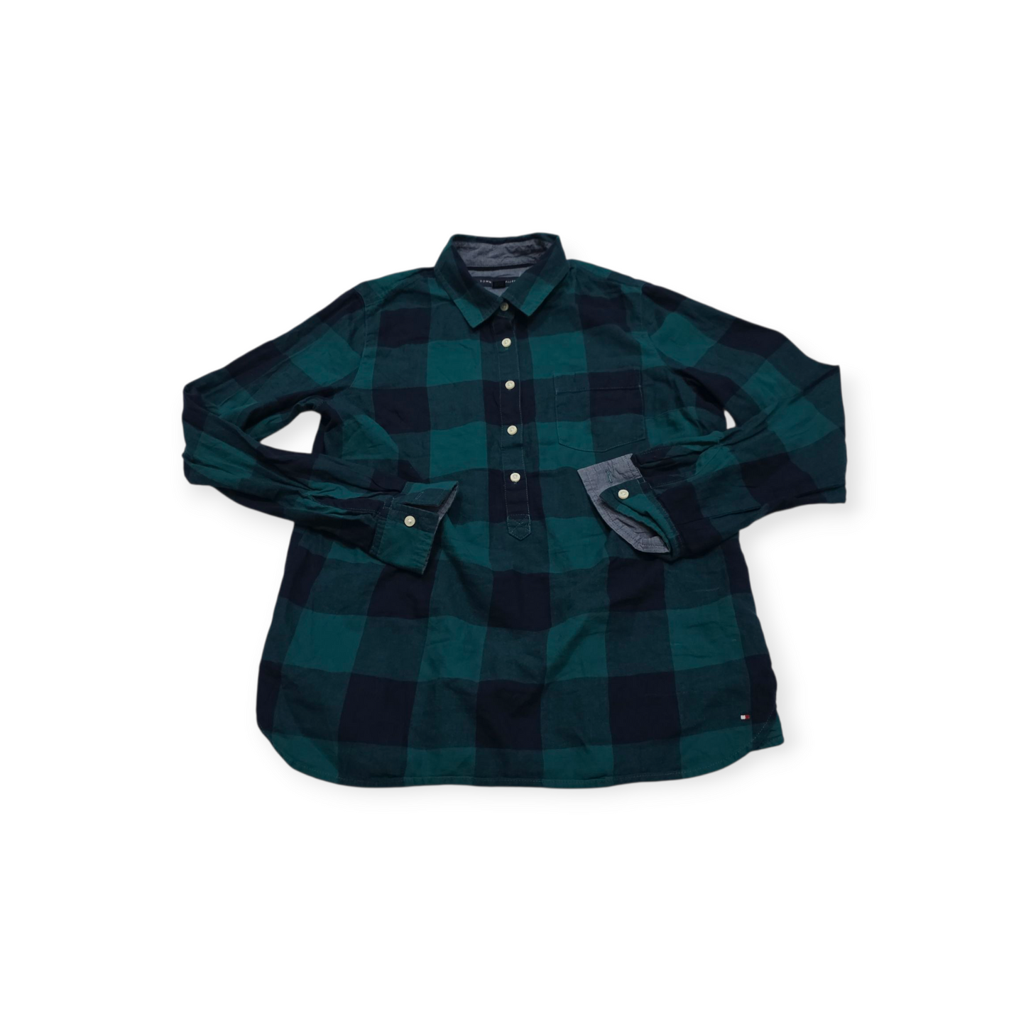 Blusa Tommy Hilfiger Mujer Mediana M Azul/verde A Cuadros