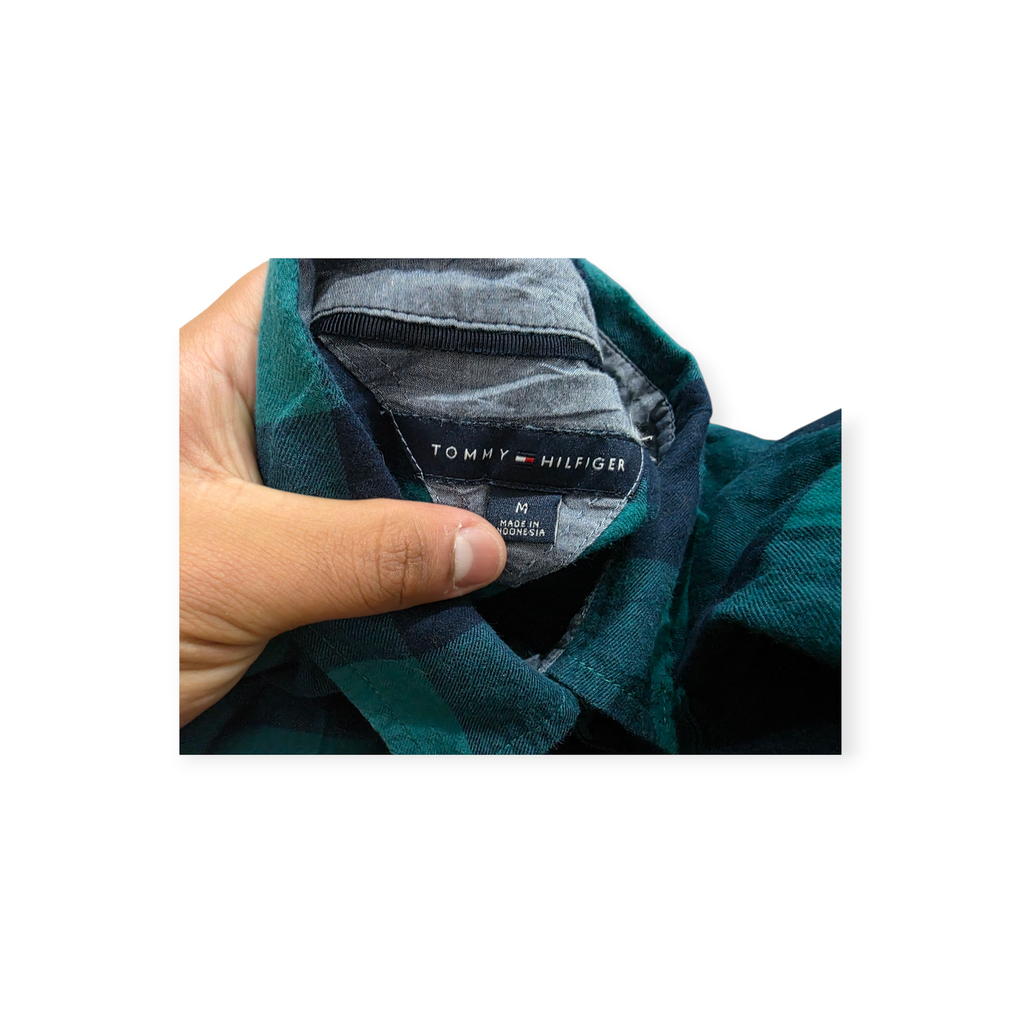 Blusa Tommy Hilfiger Mujer Mediana M Azul/verde A Cuadros