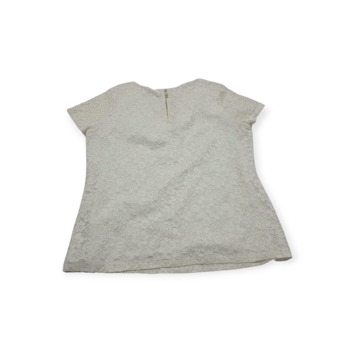 Blusa Tommy Hilfiger Grande L Blanca Manga Corta Con Encaje