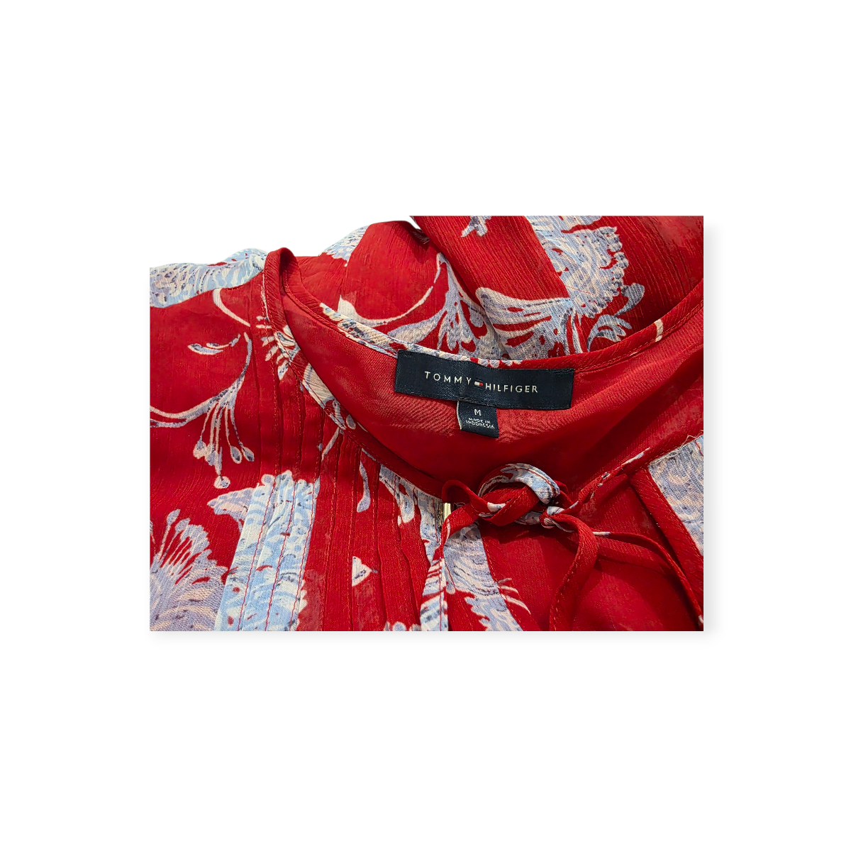 Blusa Tommy Hilfiger Mediana M Roja Con Azul Manga Larga
