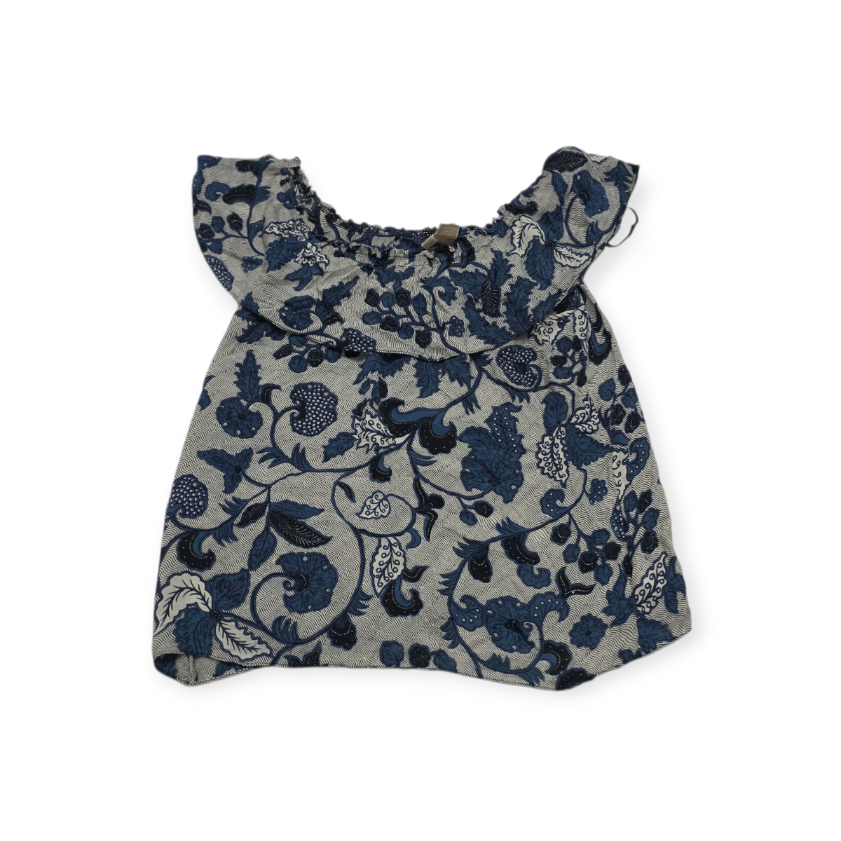 Blusa Michael Kors Mediana M Azul Con Gris Estilo Campesina