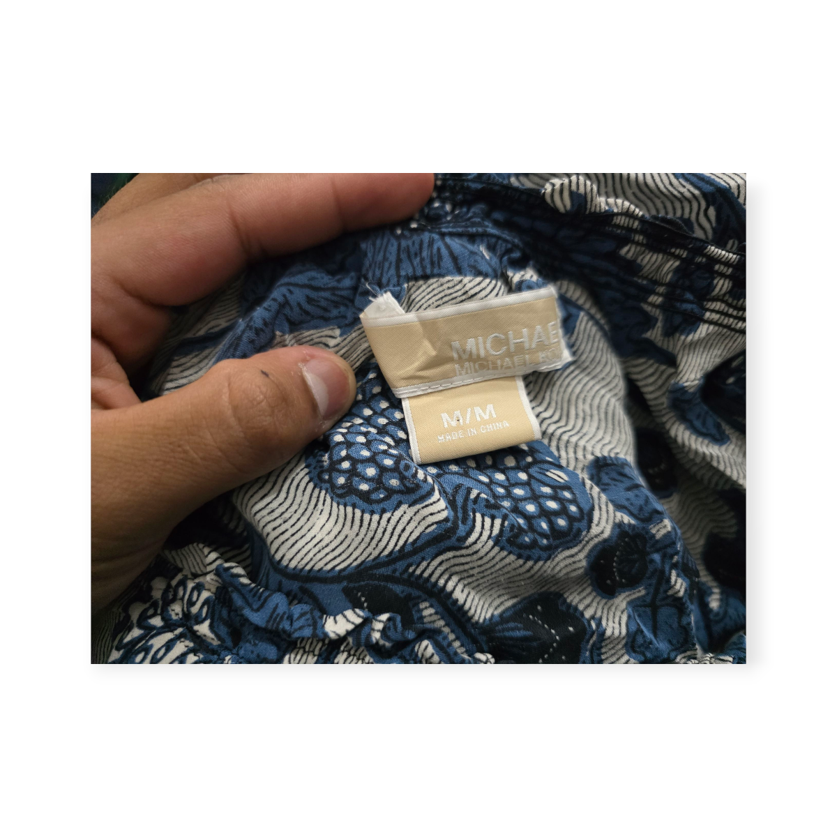 Blusa Michael Kors Mediana M Azul Con Gris Estilo Campesina