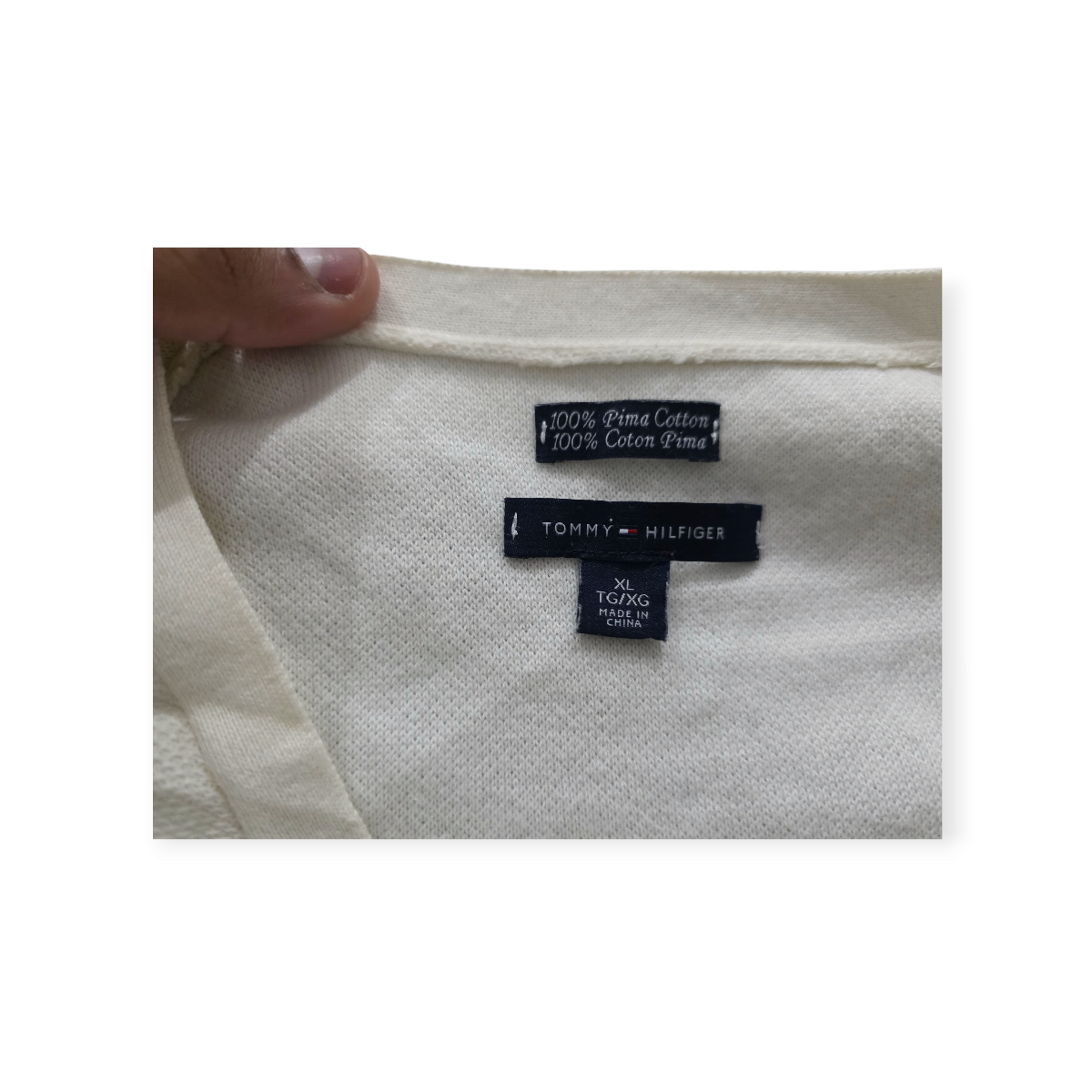 Sueter Tommy Hilfiger Xgrande Xl Gris Con Crema
