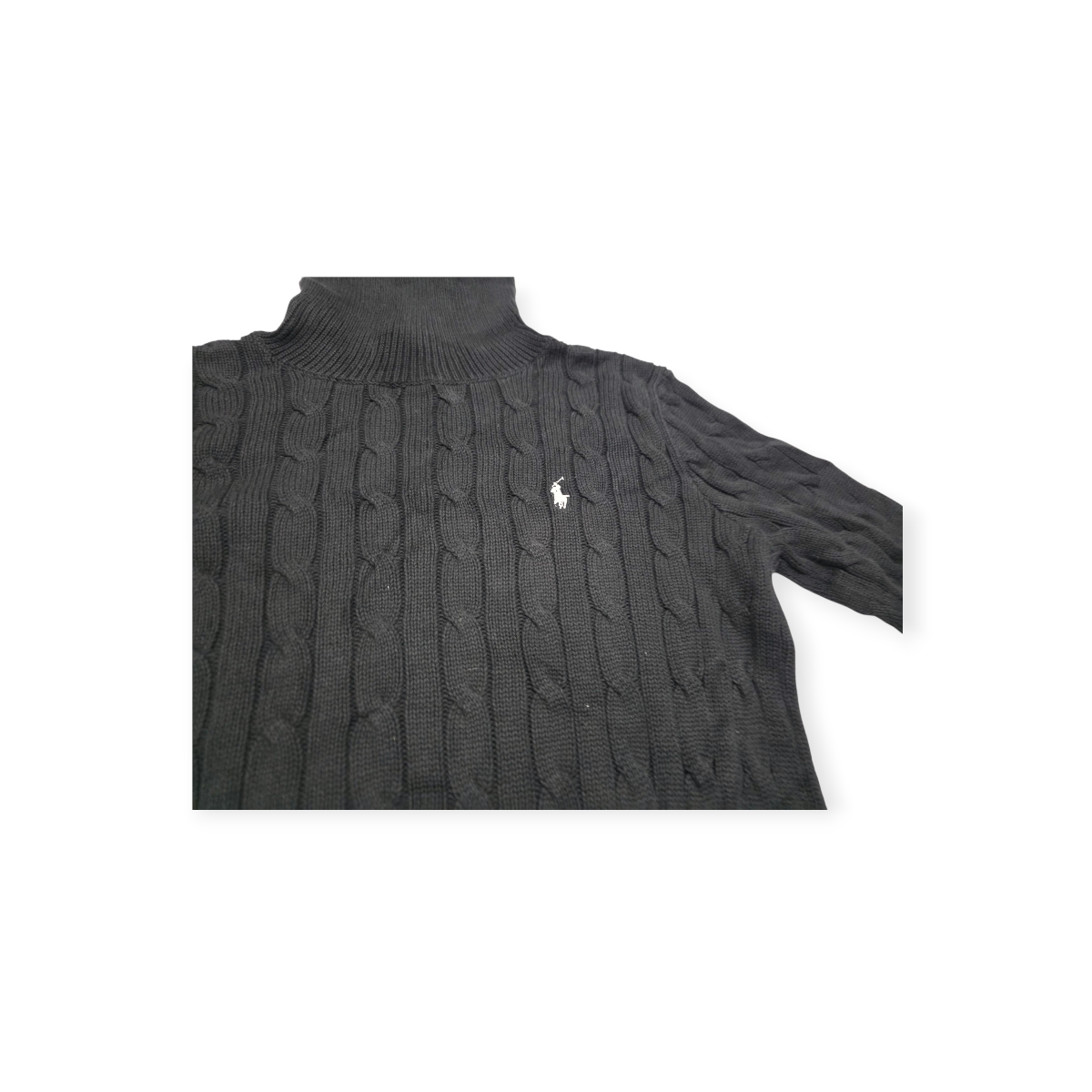 Sueter Ralph Lauren Sport Turtle Neck Negro Pony Blanco