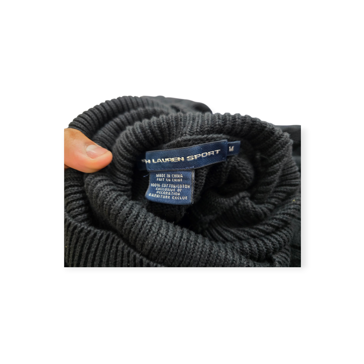 Sueter Ralph Lauren Sport Turtle Neck Negro Pony Blanco