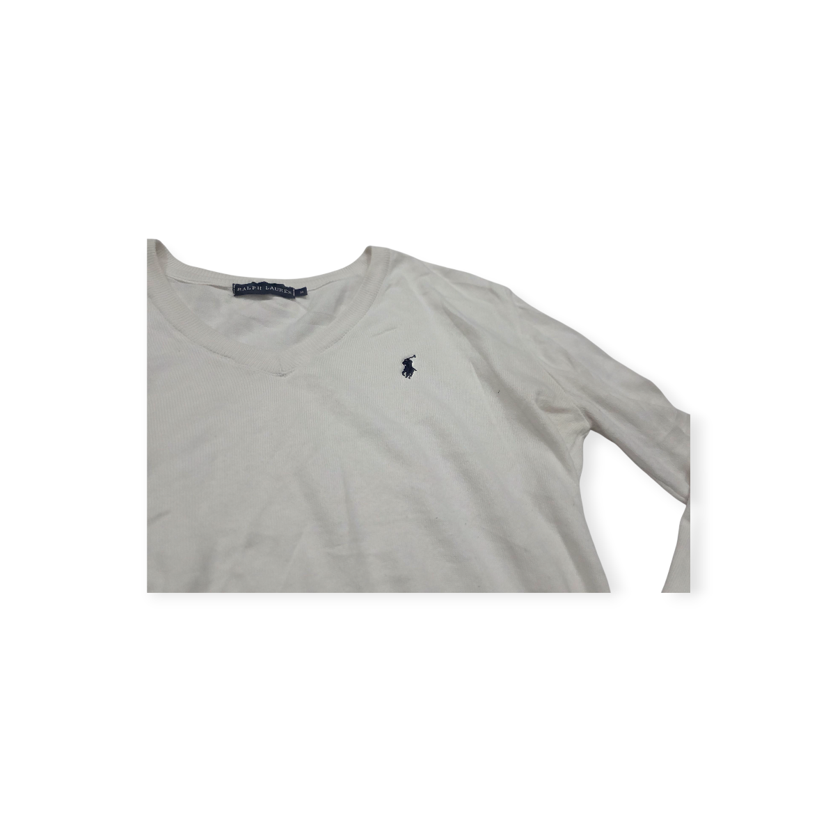 Sueter Ralph Lauren Mediana M Blanco Con Pony Azul