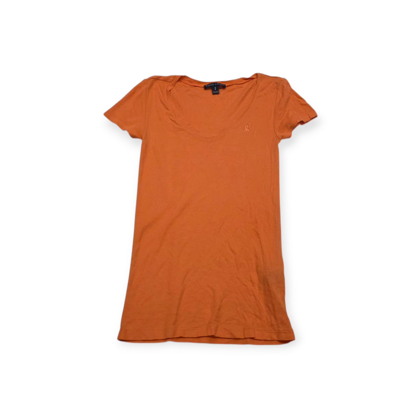 Playera Ralph Lauren Chico S Naranja Manga Corta De Mujer