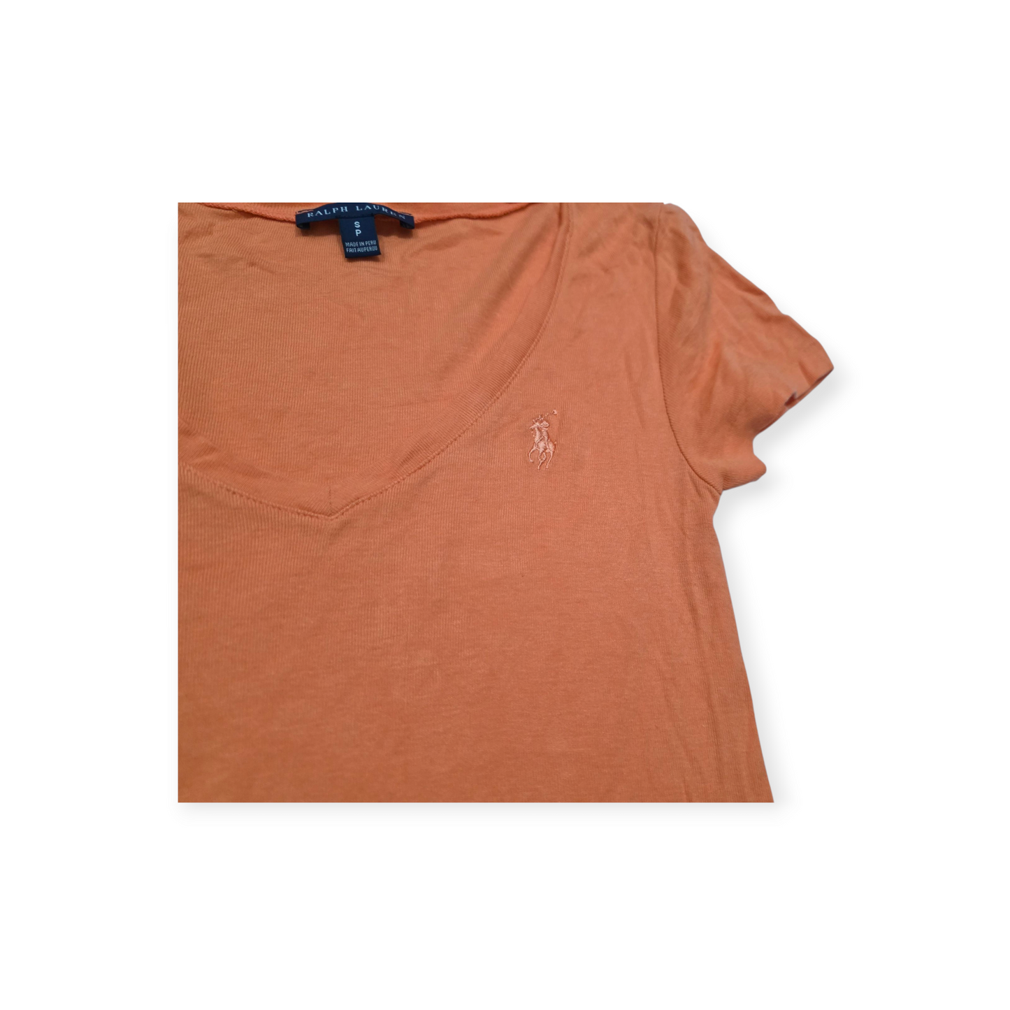 Playera Ralph Lauren Chico S Naranja Manga Corta De Mujer