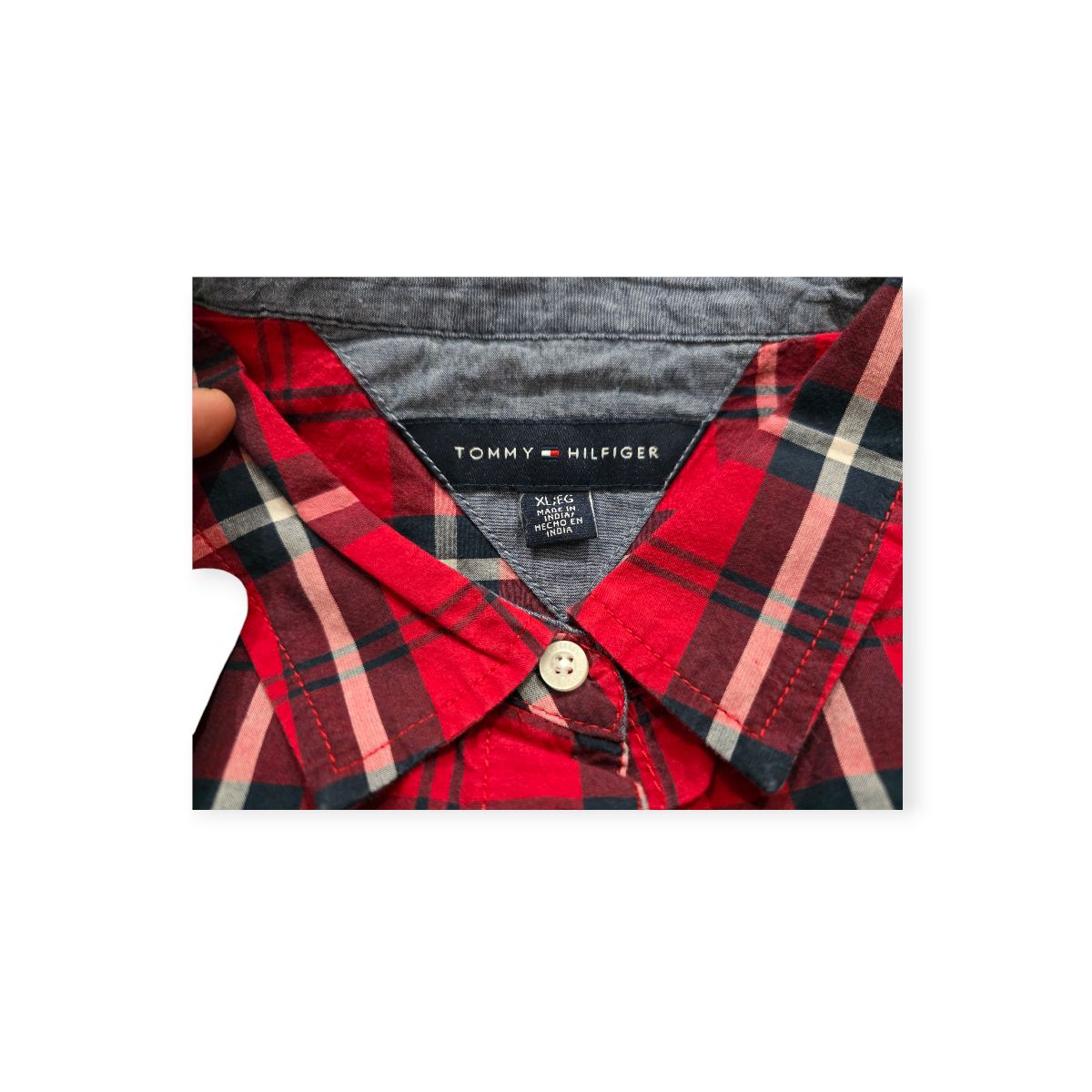 Camisa Tommy Hilfiger Xgrande Xl Roja Con Cuadros De Mujer