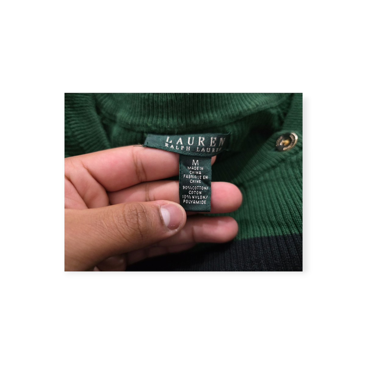 Sueter Ralph Lauren Verde Con Botones Mediana M Dorados