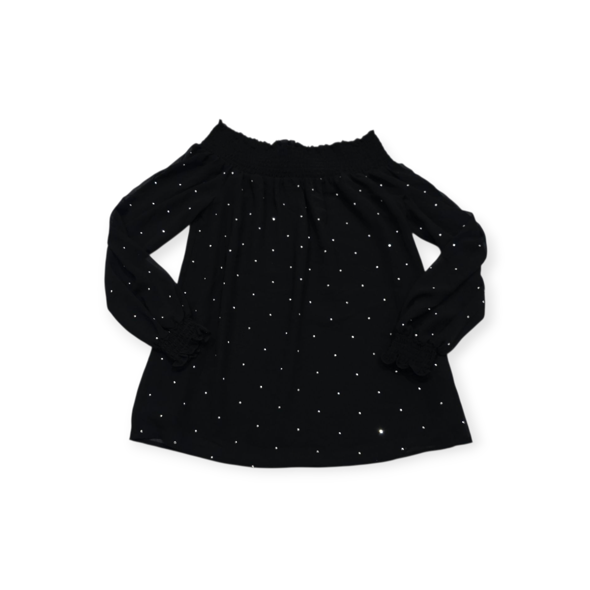 Blusa Michael Kors Con Brillos Xchico Xs Negra Manga Larga