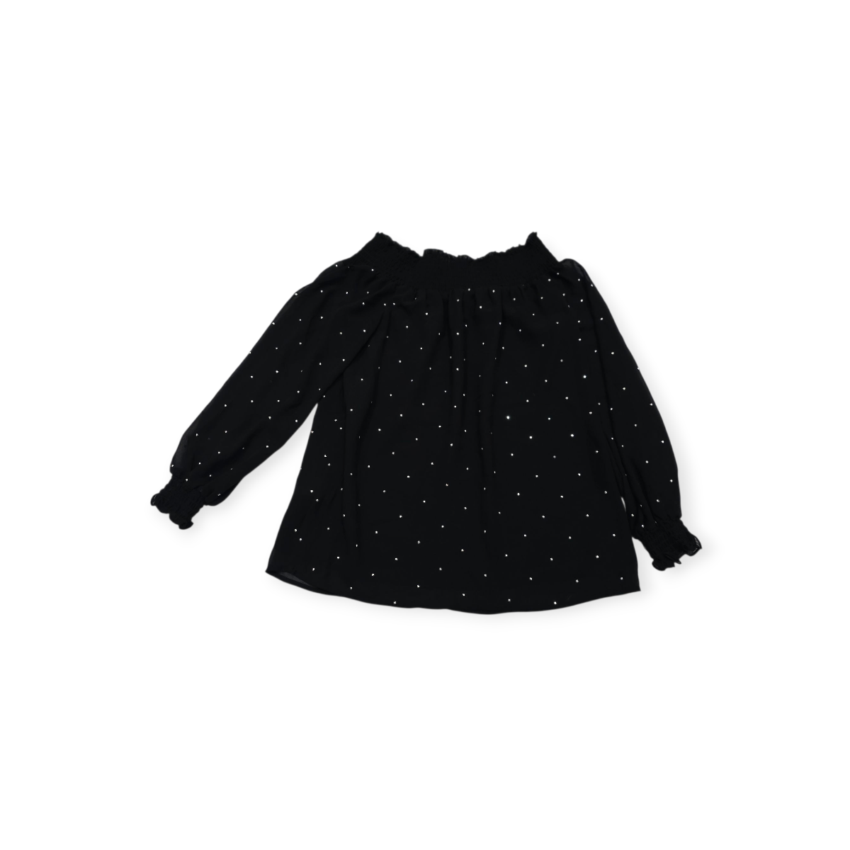 Blusa Michael Kors Con Brillos Xchico Xs Negra Manga Larga