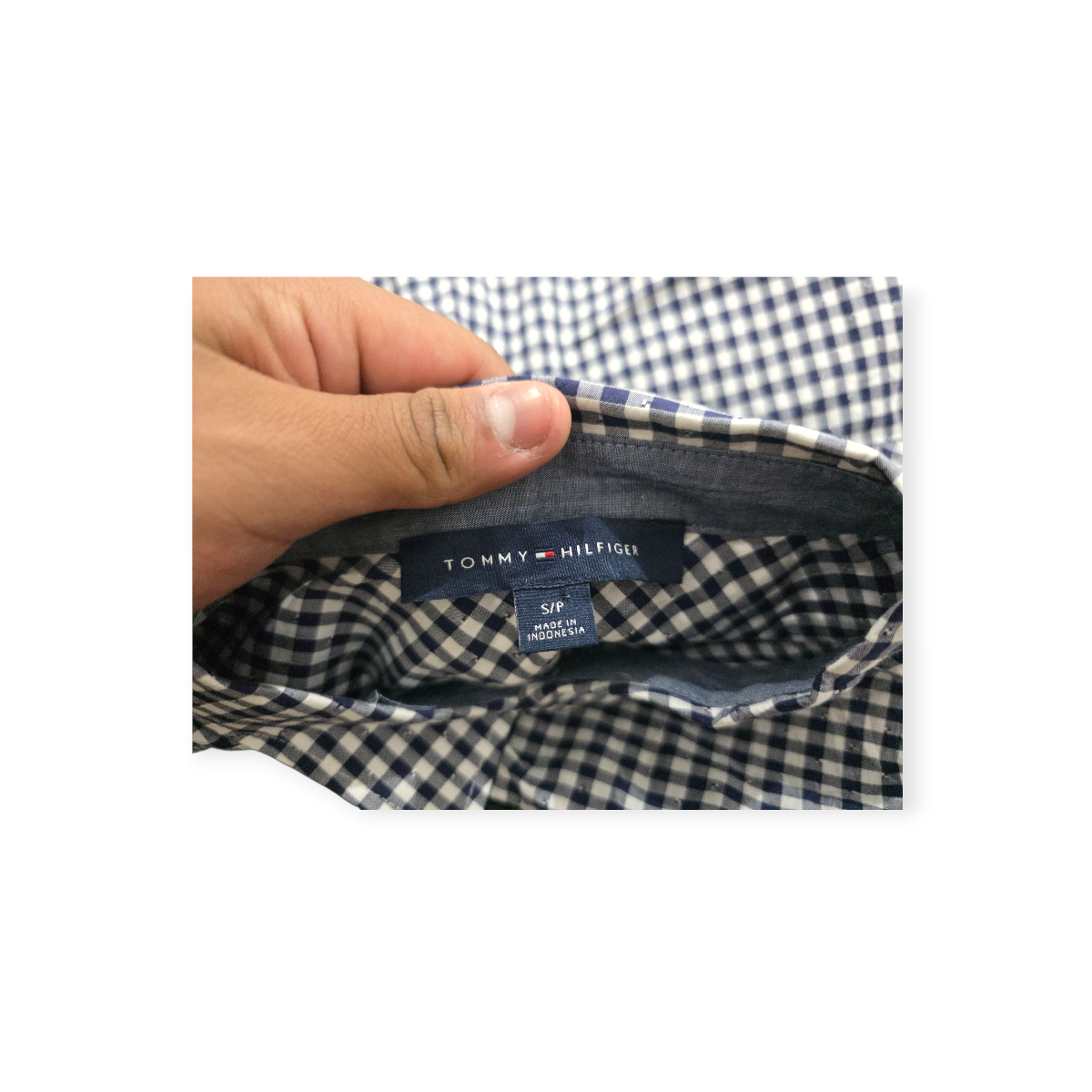 Camisa Tommy Hilfiger Chico S Cuadros Pequeños Azul/blanco