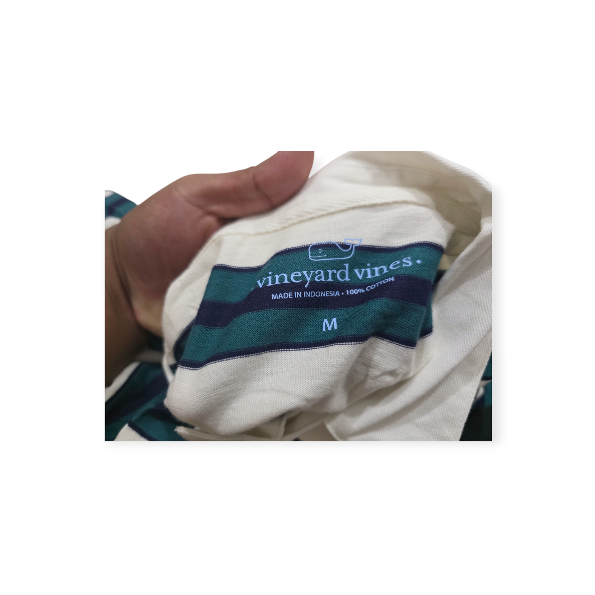 Playera Vineyard Vines Mediana M Crema Con Verde Con Lineas