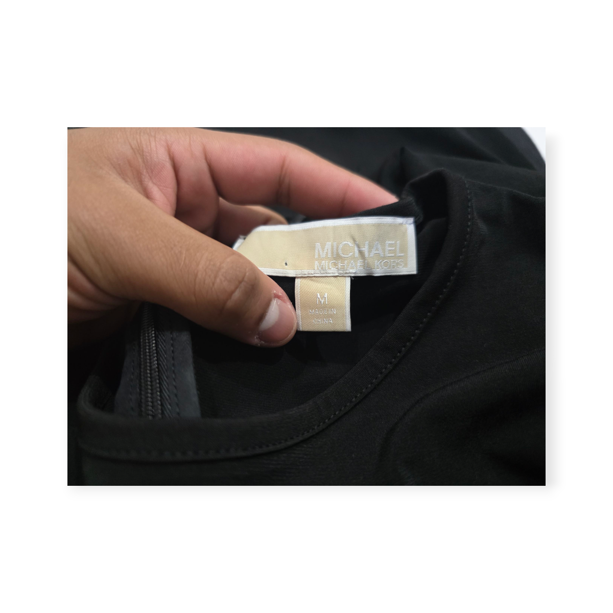 Vestido Michael Kors Mediana M Negro Manga Corta Con Flecos