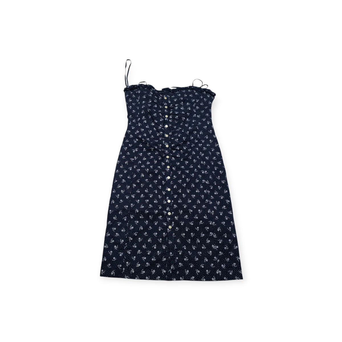 Vestido Ralph Lauren 6 Azul Con Flores Blancas D Tirantes
