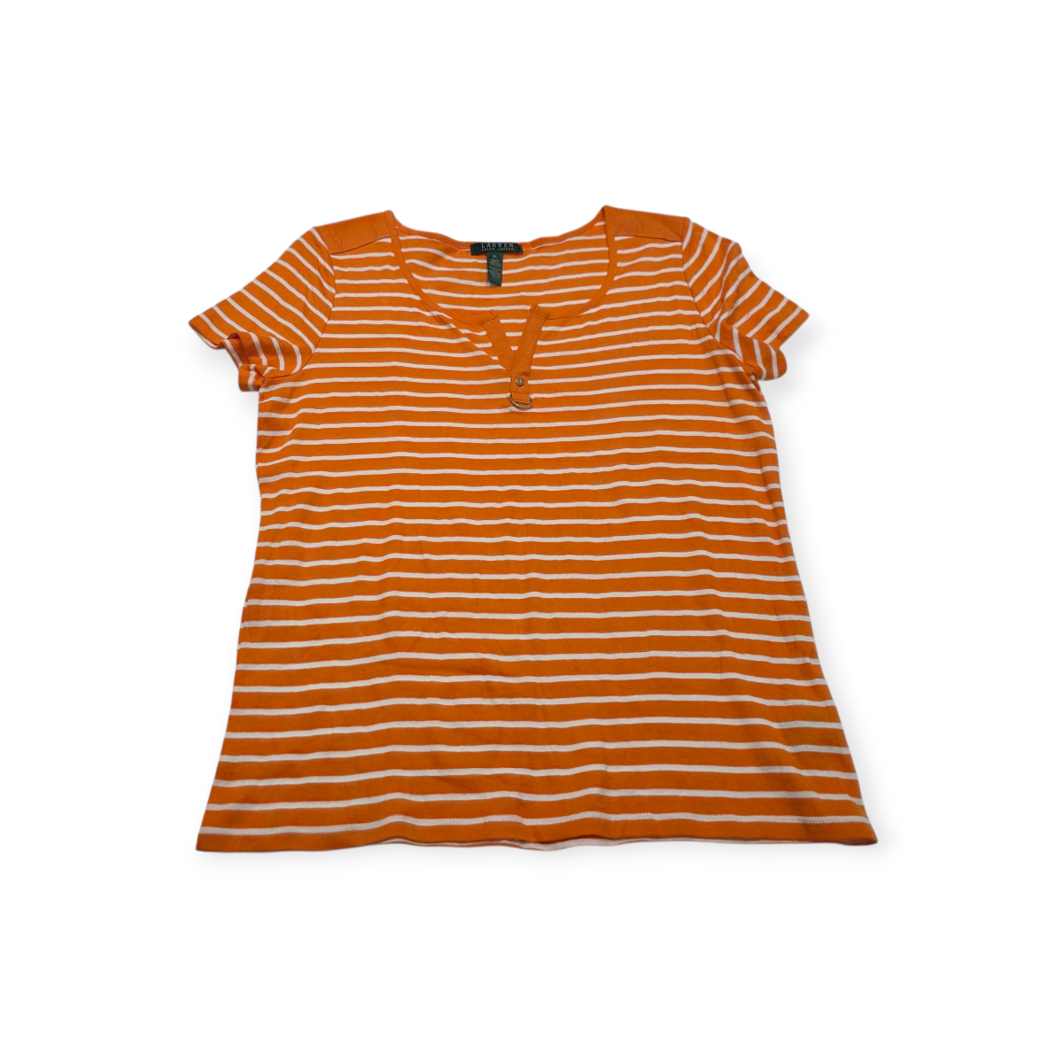 Playera Ralph Lauren Xgrande Xl Naranja Con Lineas Blancas