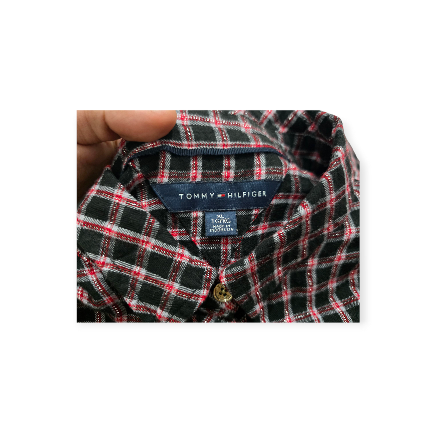 Blusa Tommy Hilfiger Xgrande Rojo/negro Cuadros Manga Larga