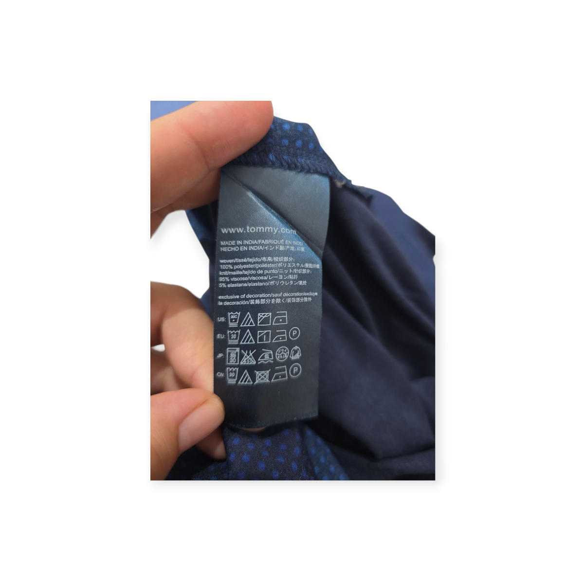 Blusa Tommy Hilfiger Grande L Manga Larga Azul Lunares