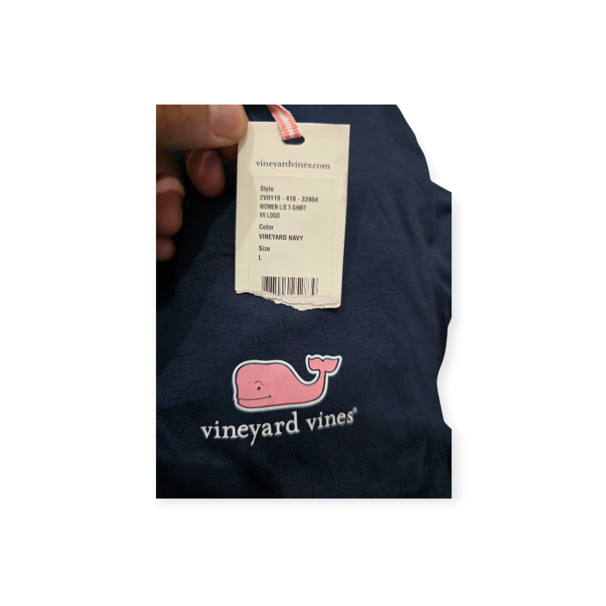Playera Vineyard Vines Grande L Azul Navy Manga Larga Mujer