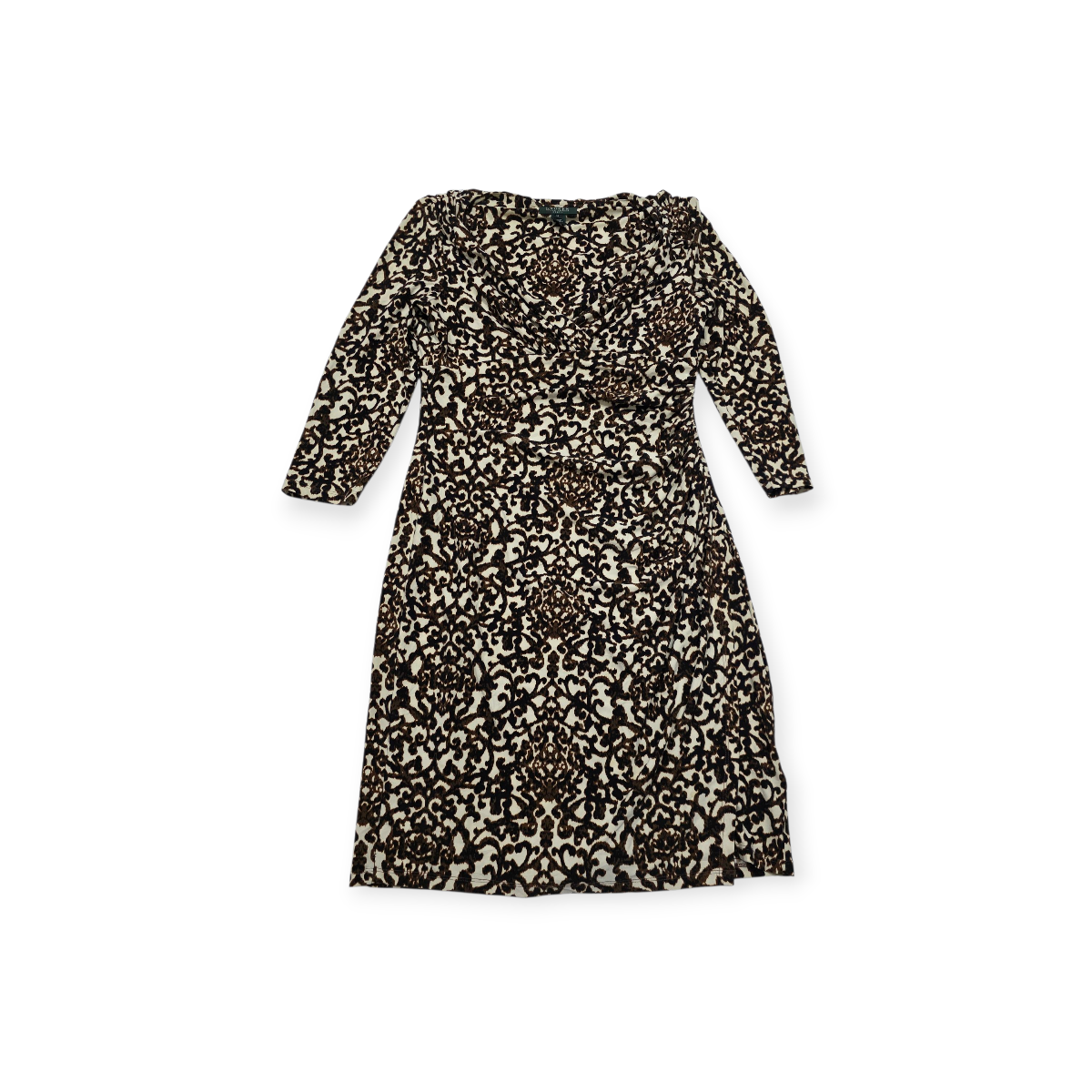 Vestido Ralph Lauren Con Escote Drapeado Y Manga 3/4