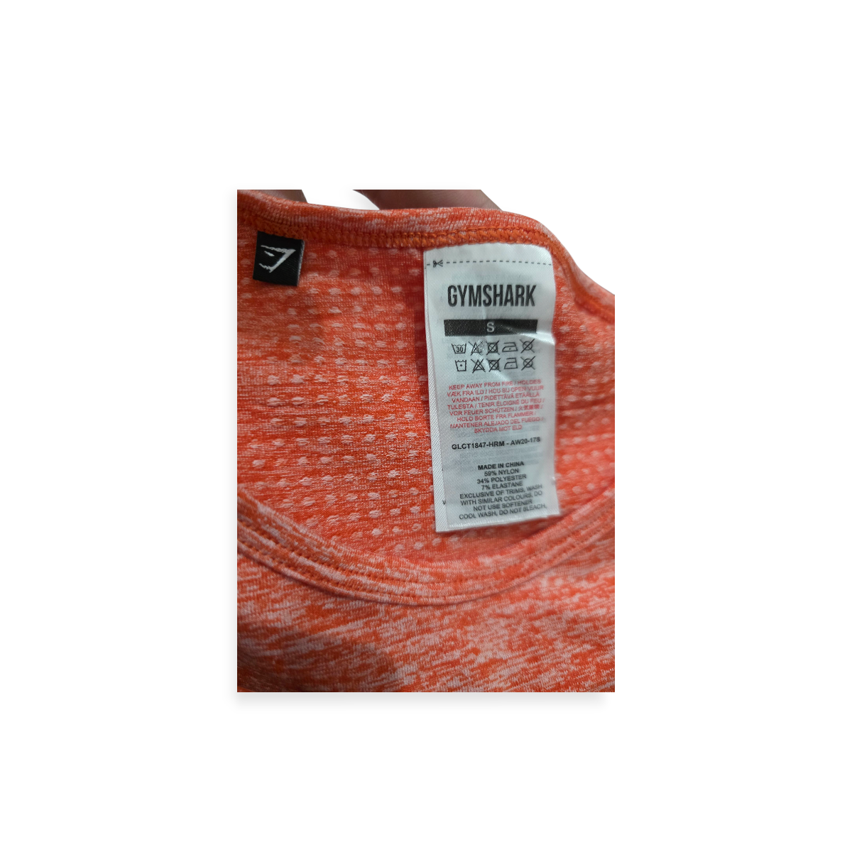 Playera Cropped Gymshark Chico S Naranja Manga Larga