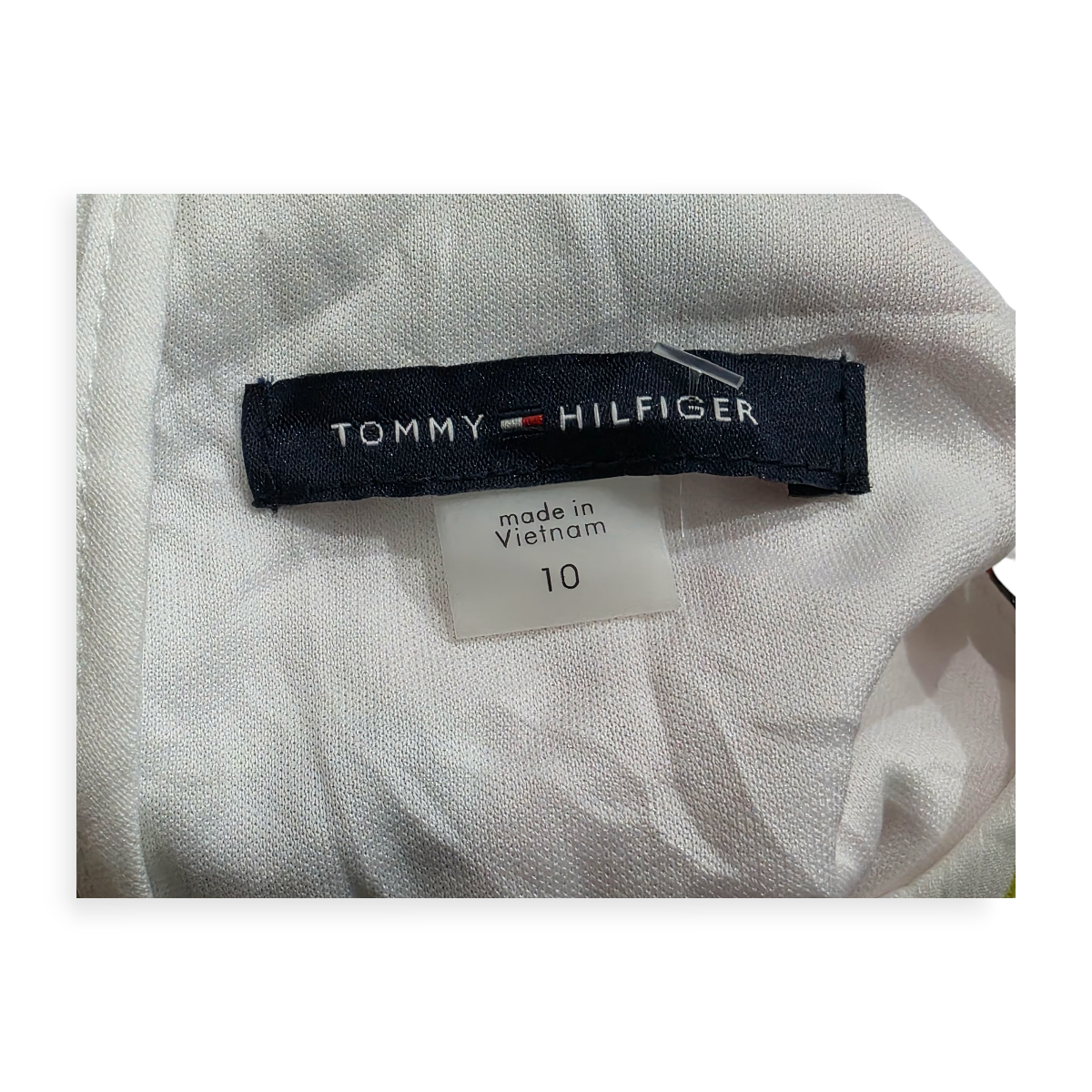 Vestido Tommy Hilfiger Talla 10 Blanca Con Flores Sin Mangas