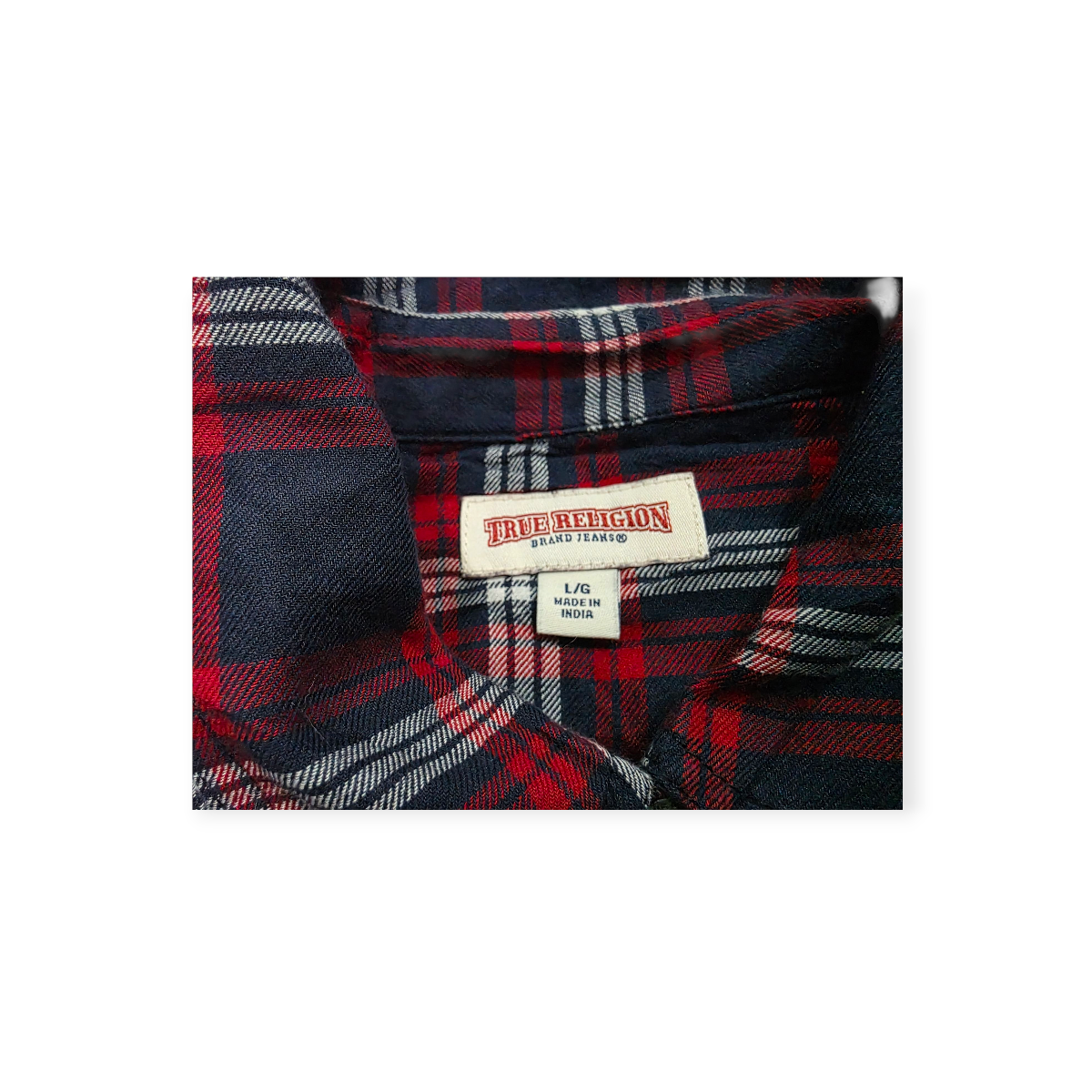 Camisa True Religion De Mujer Grande Roja Con Azul A Cuadros