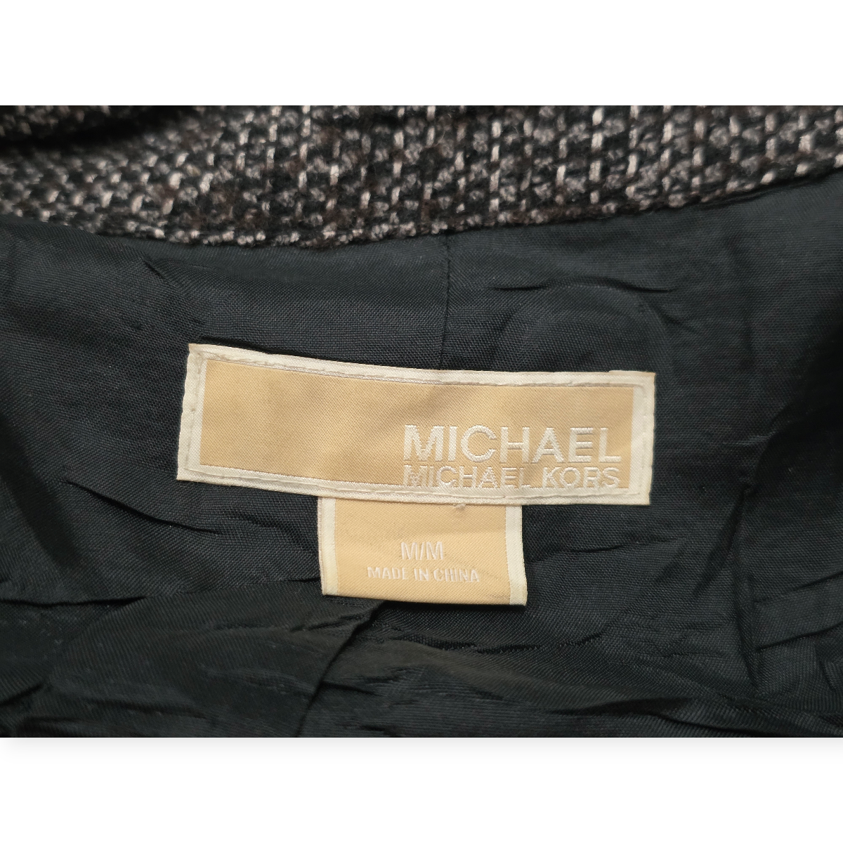 Abrigo Corto Michael Kors Gris Jaspeado De Mujer Mediano