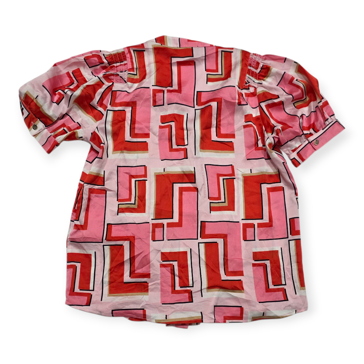 Blusa Karl Lagerfeld De Botones Xs Color Rosa Con Figuras