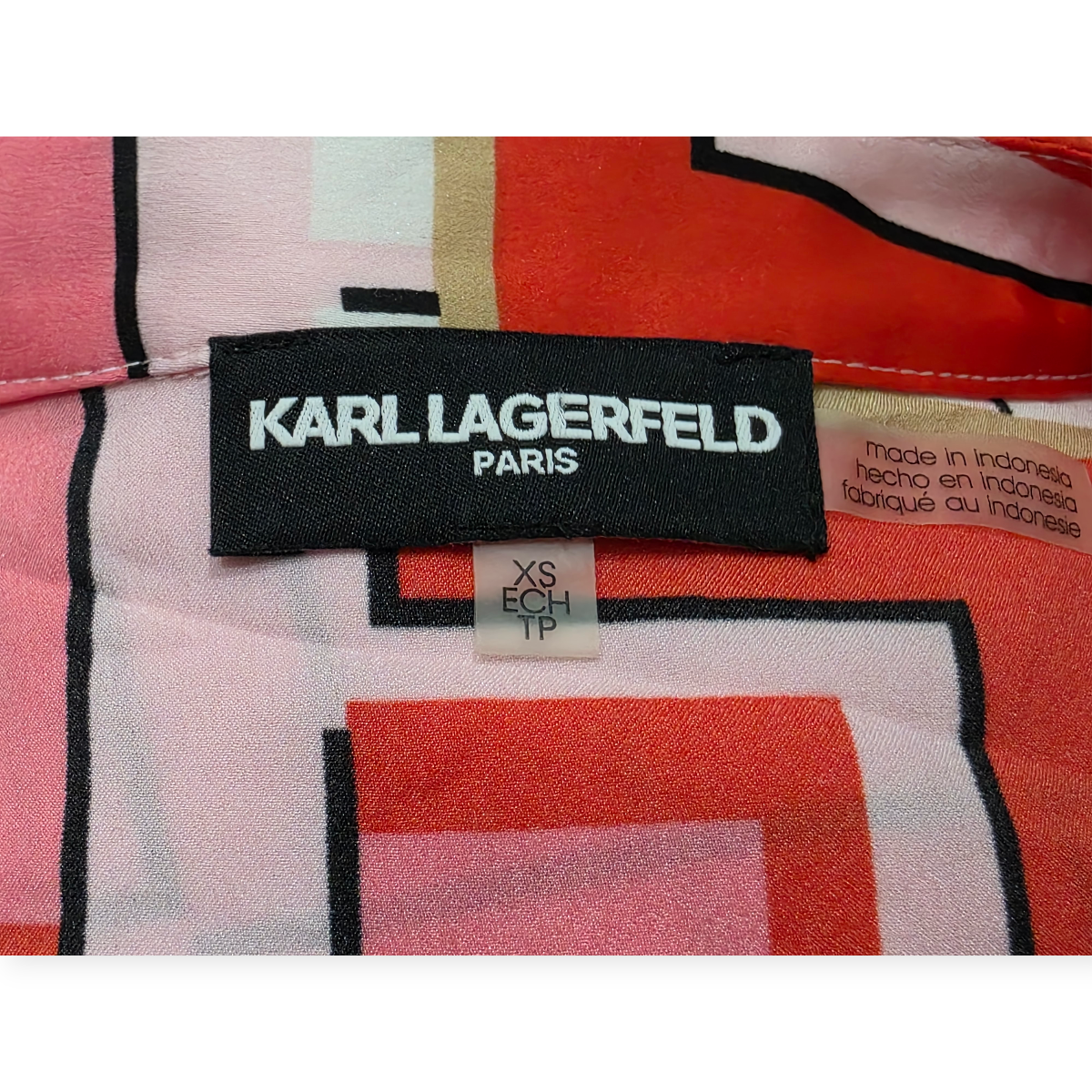 Blusa Karl Lagerfeld De Botones Xs Color Rosa Con Figuras