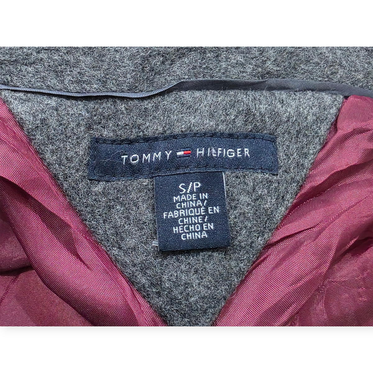 Abrigo Corto Tommy Hilfiger Lana Cashmere Gris Oscuro Mujer