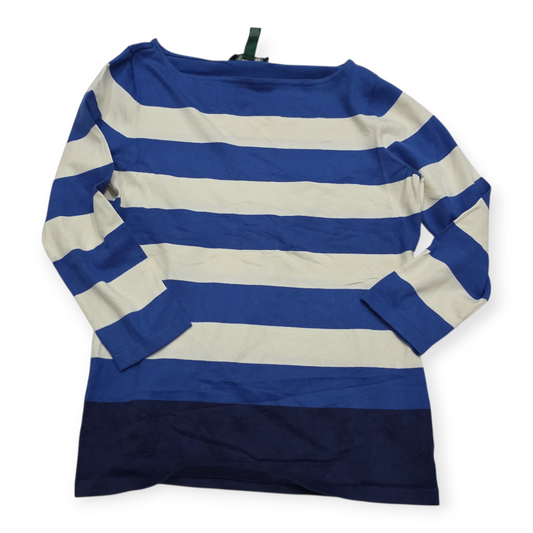 Blusa Ralph Lauren Chico S Azul Celeste De Mujer Rayada