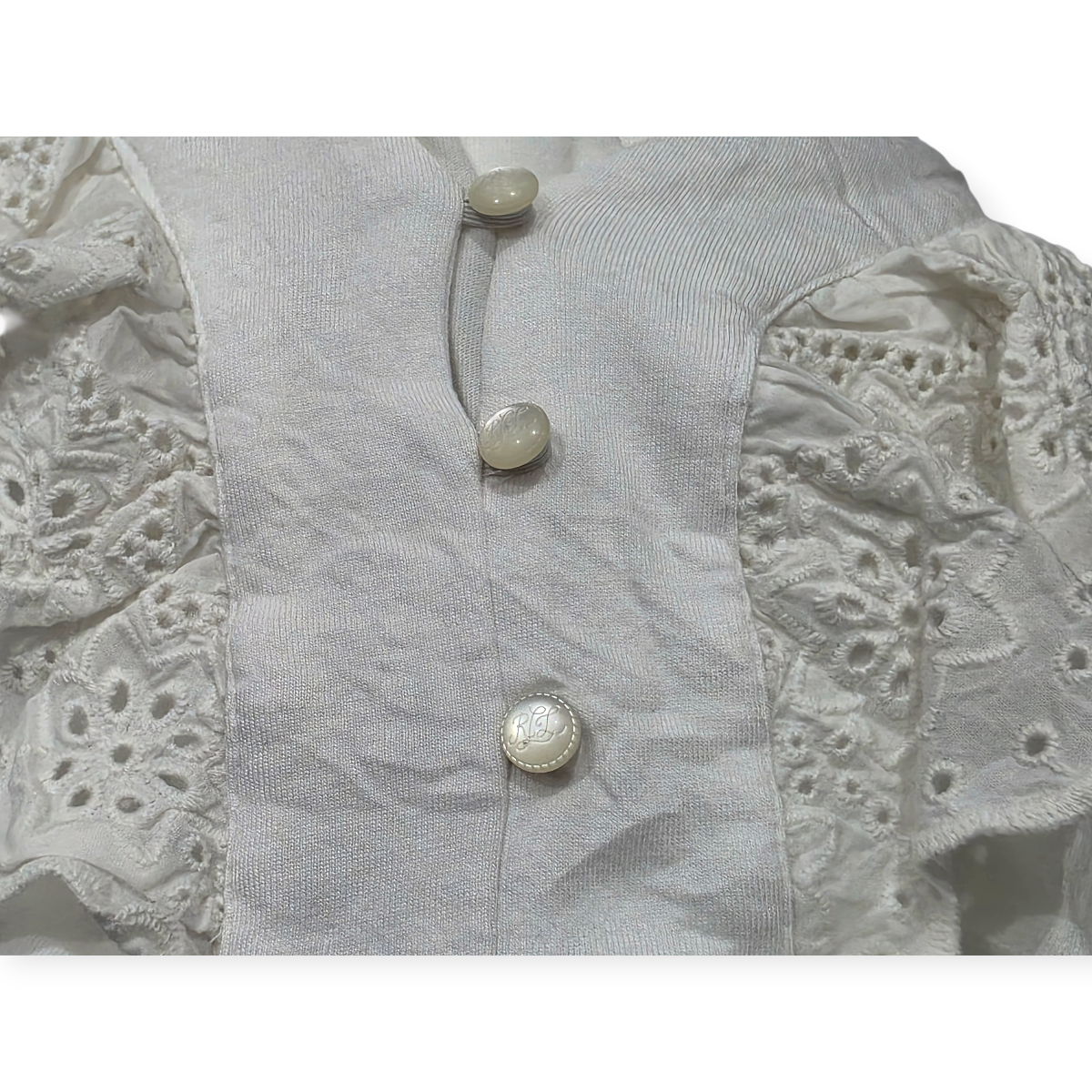 Blusa Ralph Lauren De Mujer Sin Mangas L Blanco Con Olanes