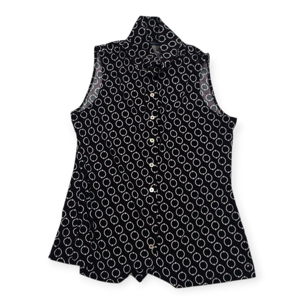 Blusa Tommy Hilfiger Sin Mangas Mediana M Negra Con Circulo