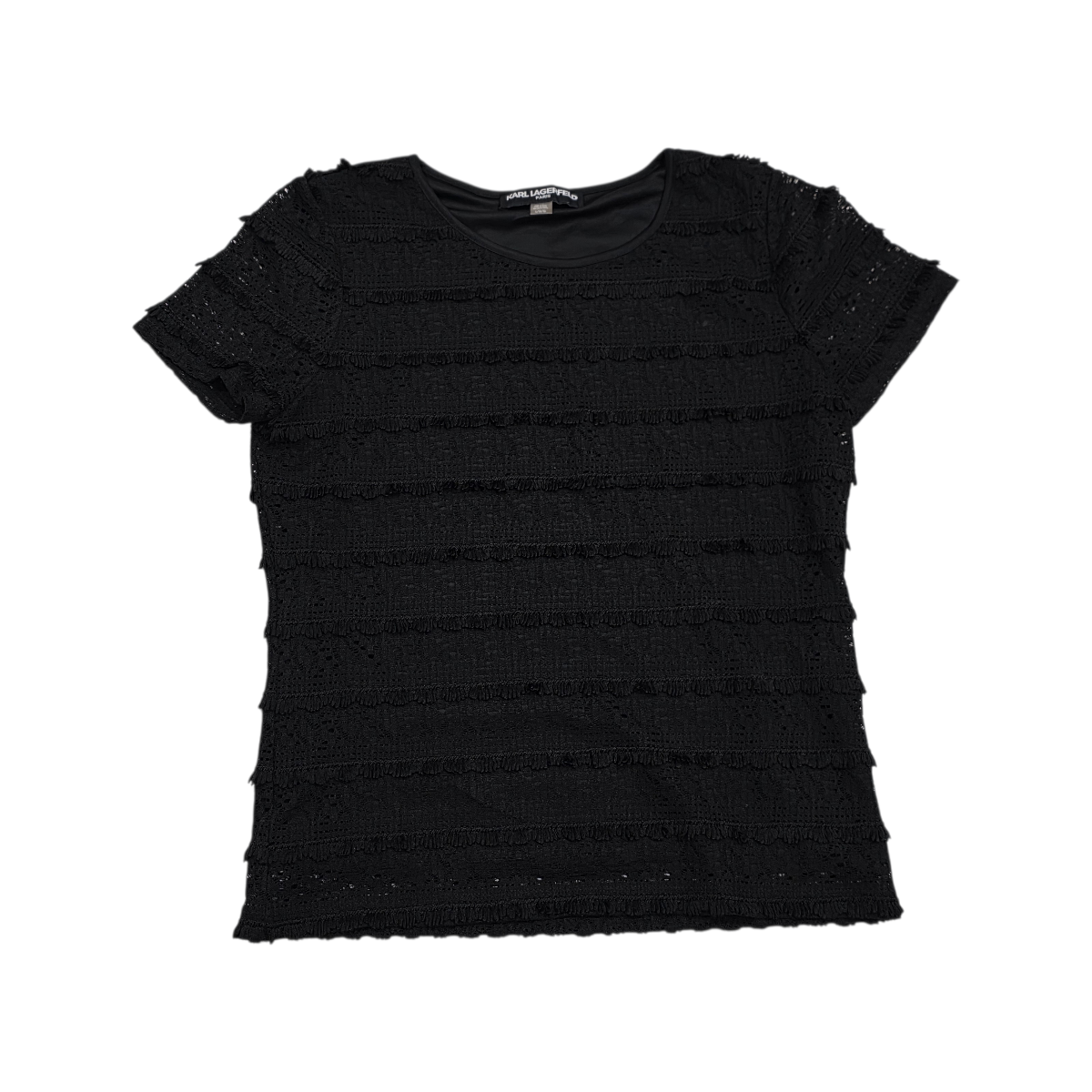 Blusa Karl Lagerfeld Grande L Manga Corta Color Negro