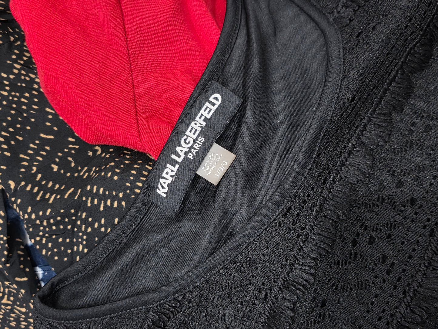 Blusa Karl Lagerfeld Grande L Manga Corta Color Negro