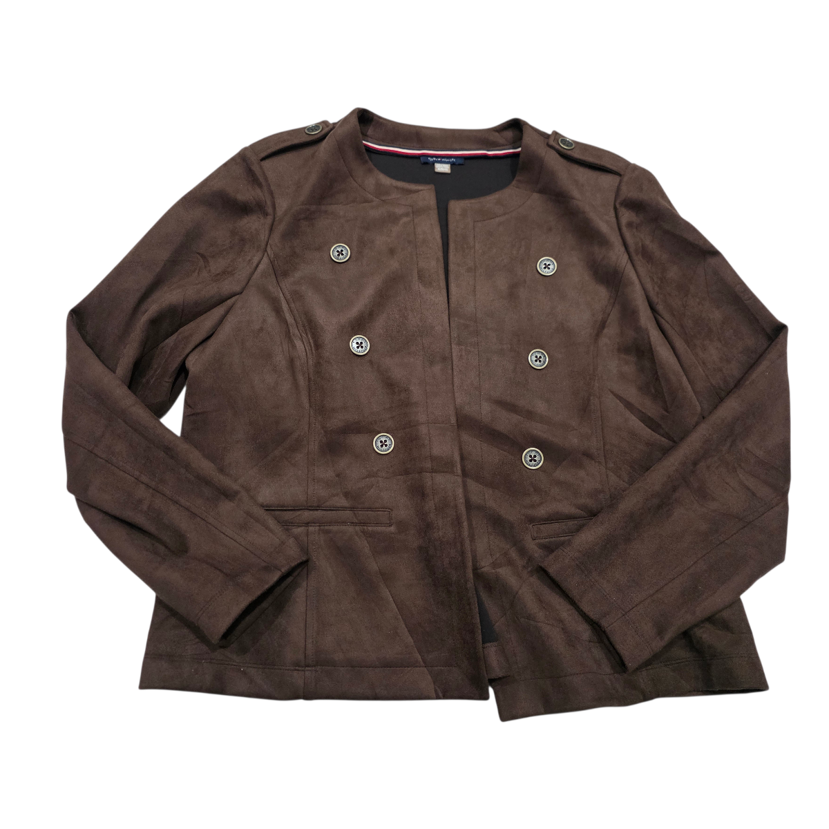 Blazer Tommy Hilfiger De Gamuza Xgrande Xl Café De Mujer