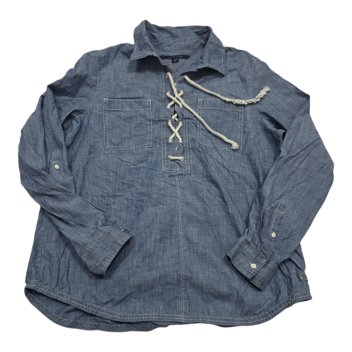 Blusa Tommy Hilfiger De Mezclilla Con Cordones Grande L