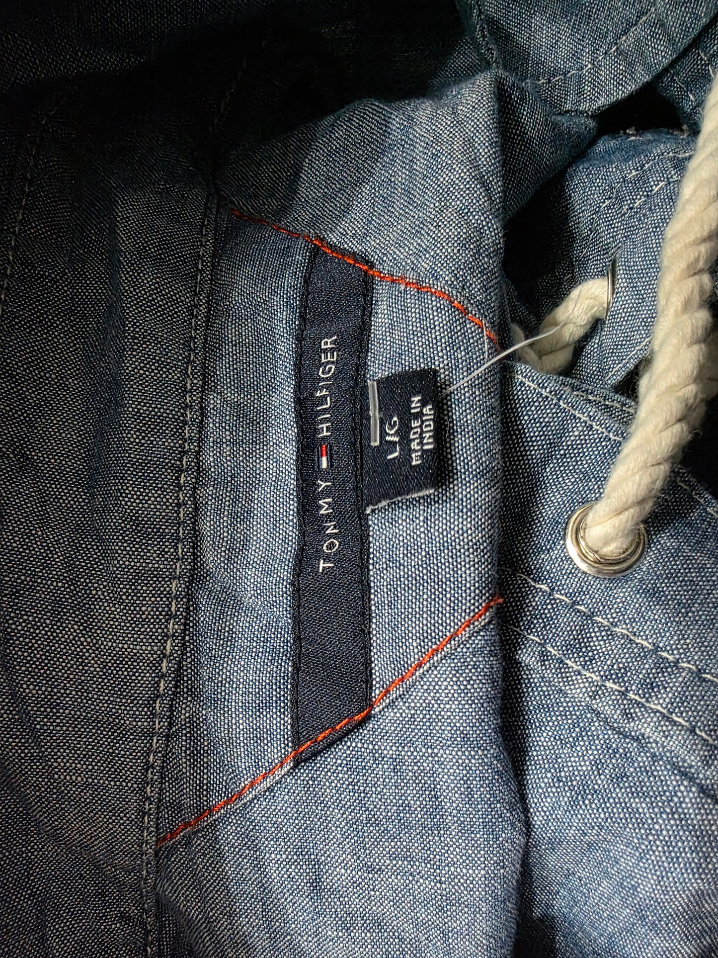 Blusa Tommy Hilfiger De Mezclilla Con Cordones Grande L