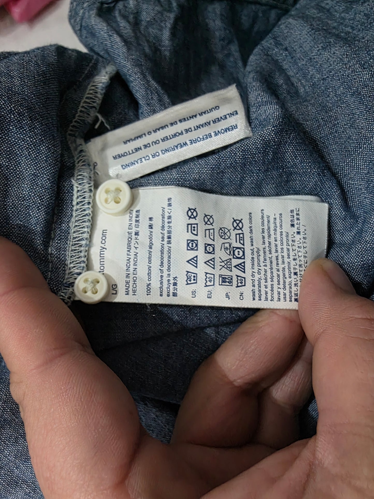 Blusa Tommy Hilfiger De Mezclilla Con Cordones Grande L