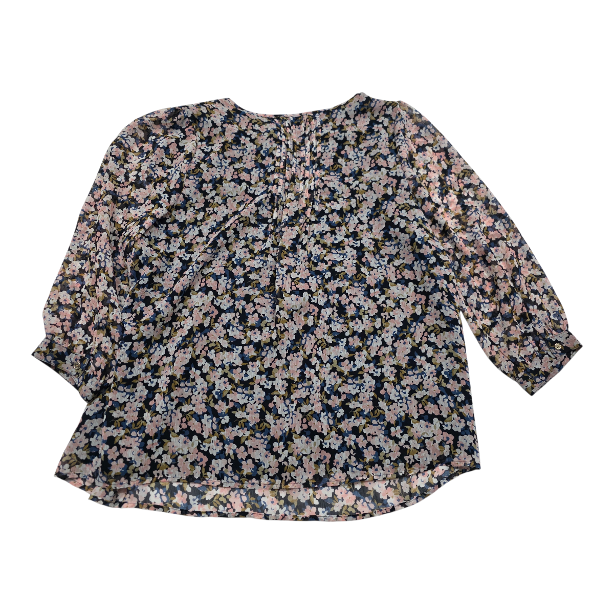 Blusa Floreada Tommy Hilfiger Azul Con Rosa Talla 0x D Mujer