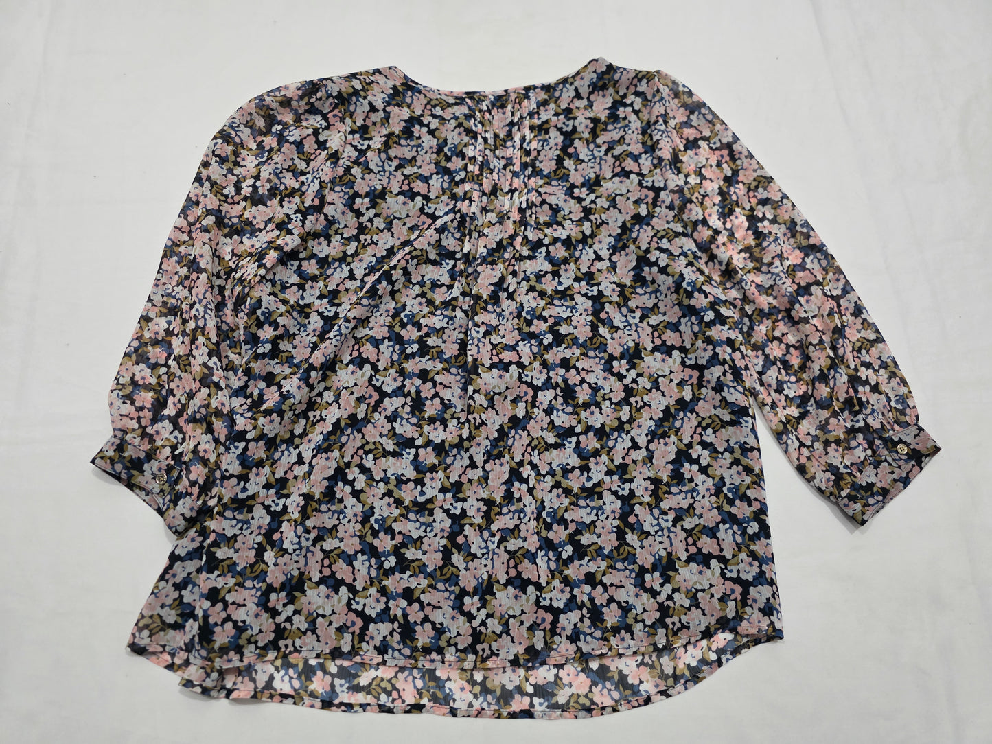 Blusa Floreada Tommy Hilfiger Azul Con Rosa Talla 0x D Mujer