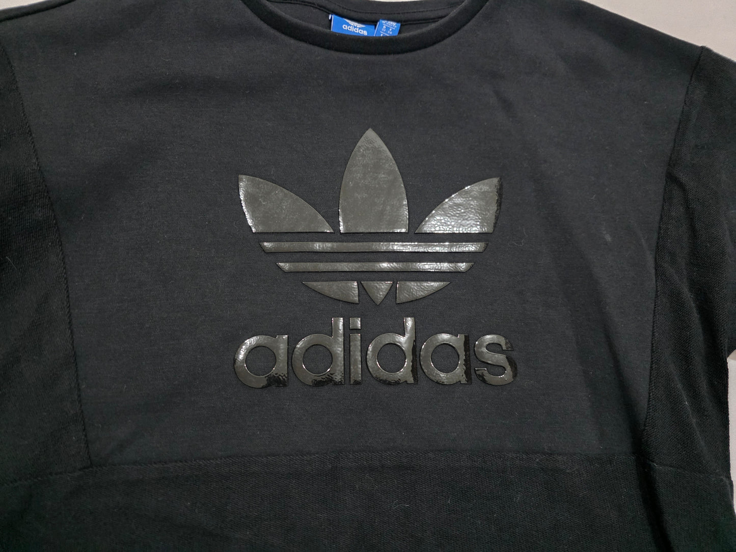 Adidas Originals Sweatshirt Negra Oversized con Cordón Ajustable Extra Chica Mujer